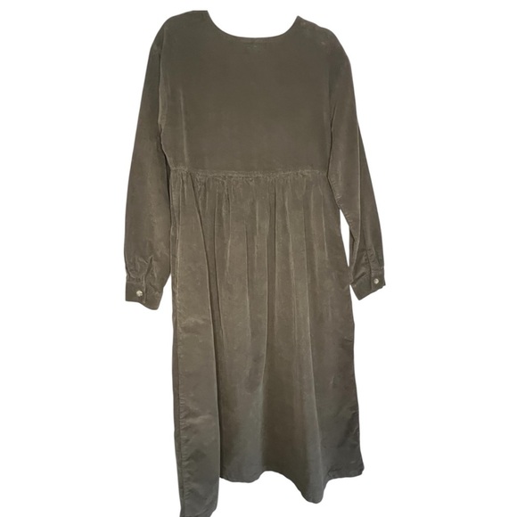 Vintage 90s S. Roberts Brown Corduroy Button Down Long Sleeve Maxi Dress SZ L - Picture 4 of 7